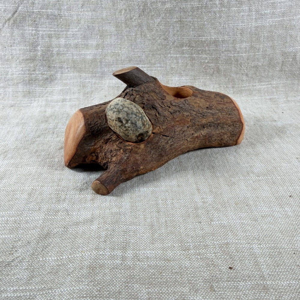 Signed Driftwood Candle Holder Sculptural Wood Art Taper Holder